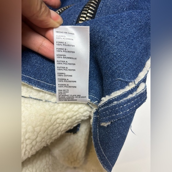 J.O.A Los Angeles Sherpa Denim Full Zip Long Sleeve Blue Jacket Size S - Picture 11 of 11